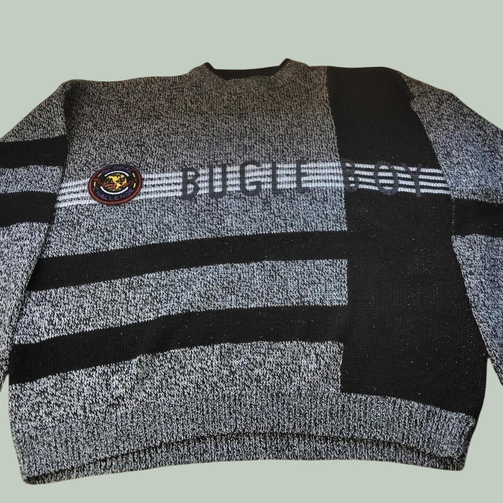 Vintage Colorblock Sweater Bugle Boy Men's XL Chunky Knit Oversized Striped 90s